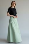 Paneled Long Denim Skirt