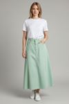 Paneled Long Denim Skirt