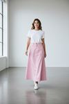 Paneled Long Denim Skirt