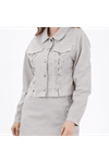 Denim Jacket and Skirt with Lace-Up Detail – Light Anthracite