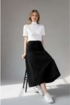 Paneled Long Denim Skirt