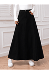 Paneled Long Denim Skirt