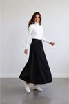 Paneled Long Denim Skirt