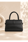  Mini Flap Shoulder Bag with Gold Buckle, Black