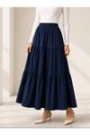 Elastic Waist Skirt Dark Blue