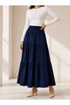 Elastic Waist Skirt Dark Blue