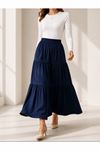 Elastic Waist Skirt Dark Blue
