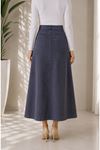 Anthracite lycra and gabardine midi skirt