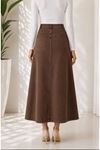 Brown Lycra and Gabardine Midi Skirt