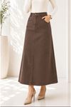 Brown Lycra and Gabardine Midi Skirt