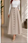 Safari Loft Buttoned Skirt