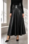 Mevlana Style Faux Leather Skirt – Black