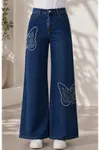 Dark Blue Butterfly Embroidered Trousers