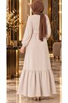 Crepe Fabric Shoulder Ruffle Dress in Ecru