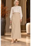 Fabric Pencil Skirt Ecru