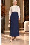 Fabric Pencil Skirt Navy Blue